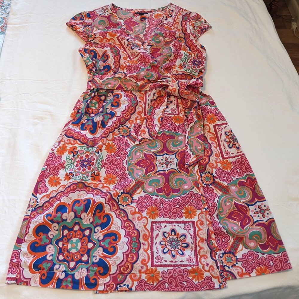 Tommy Hilfiger Pink and Orange Patterned Midi Dress